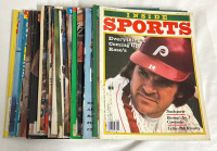 16 Vintage Sports Illustrated Magazines 1982 - 1989 Some Great Cover Athletes Including Pete Rose, Patrick Ewing , Larry Bird, Sugar Ray Leonard and Jack Nicklaus