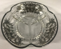 Vintage Silver Overlay Divided Dish 5.5 Diameter