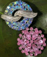 2 Lovely Vintage Rhinestone Brooches | 1.3" - 1 45" Diameter