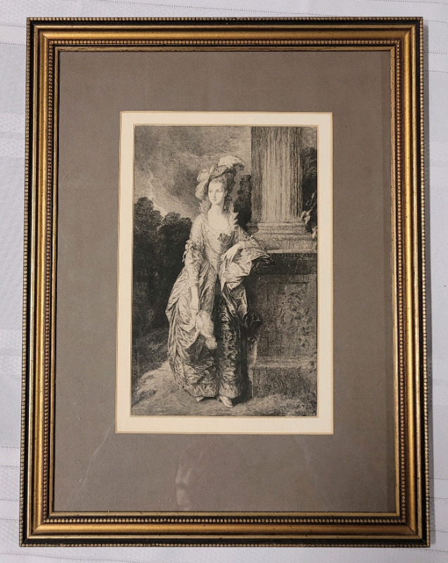 " The Honourable Mrs Graham " Framed Print by Artist Thomas Gainsborough . Measures 13 1/4"×17 1/4"