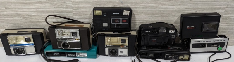 Collection of Vintage Film Cameras + Camcorder