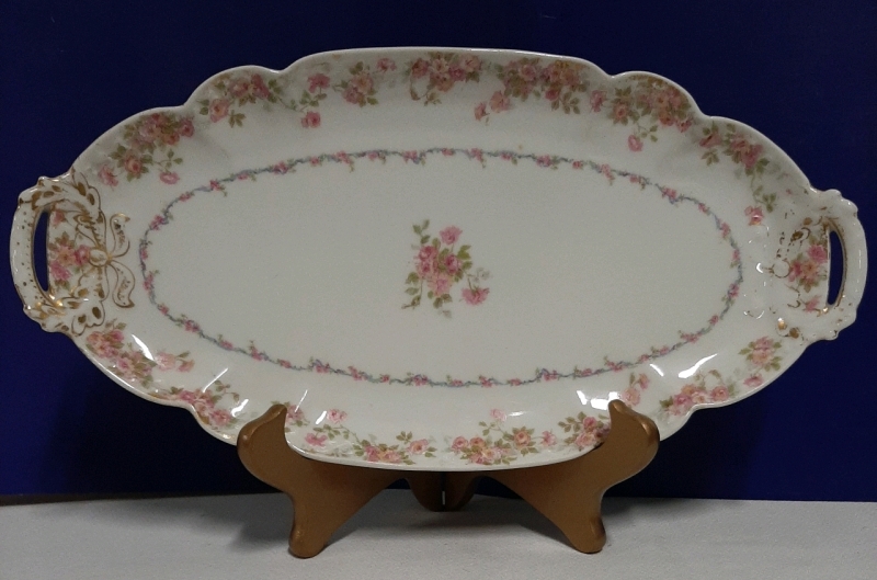 Vintage CH Field Haviland GDA Limoges France Pink Roses & Gold Gilt 13" Platter