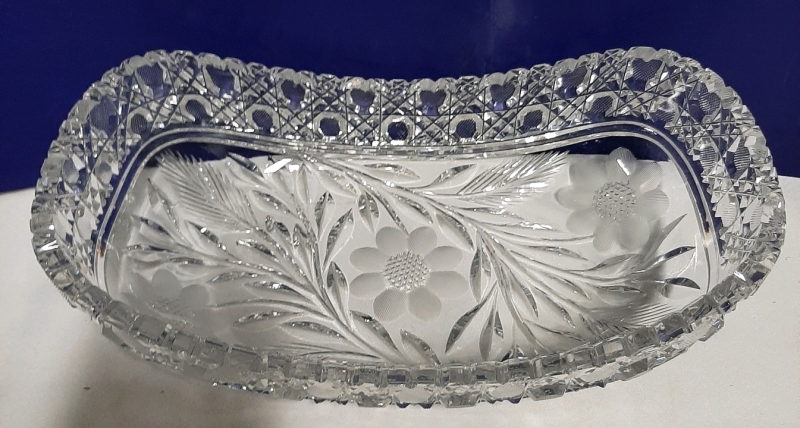 Vintage Crystal Banana Boat in a Hobnail Pattern 11.5" Long