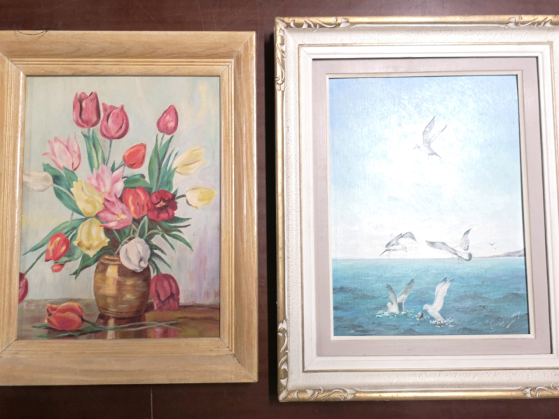 2 Vintage Framed Paintings on Board