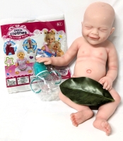 As-New Life-Sized Full Silicone Reborn Baby Boy Doll with Real Eyelashes, Outfit and Bottle | 19" Long