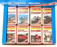 Vintage / As-New | MAXI-MINI German Mini Vehicle (Cars, Technology, Military) Cards in Original Retail Display Box | 40 Mini Cases in Box | Each Case 2" x 2.75" x 0.5" with Sealed Mini Card Pack Inside