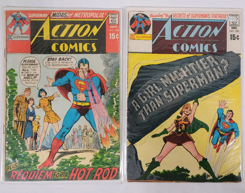 1970 DC Comics ACTION COMICS #394 & #395 . Silver Age Comics