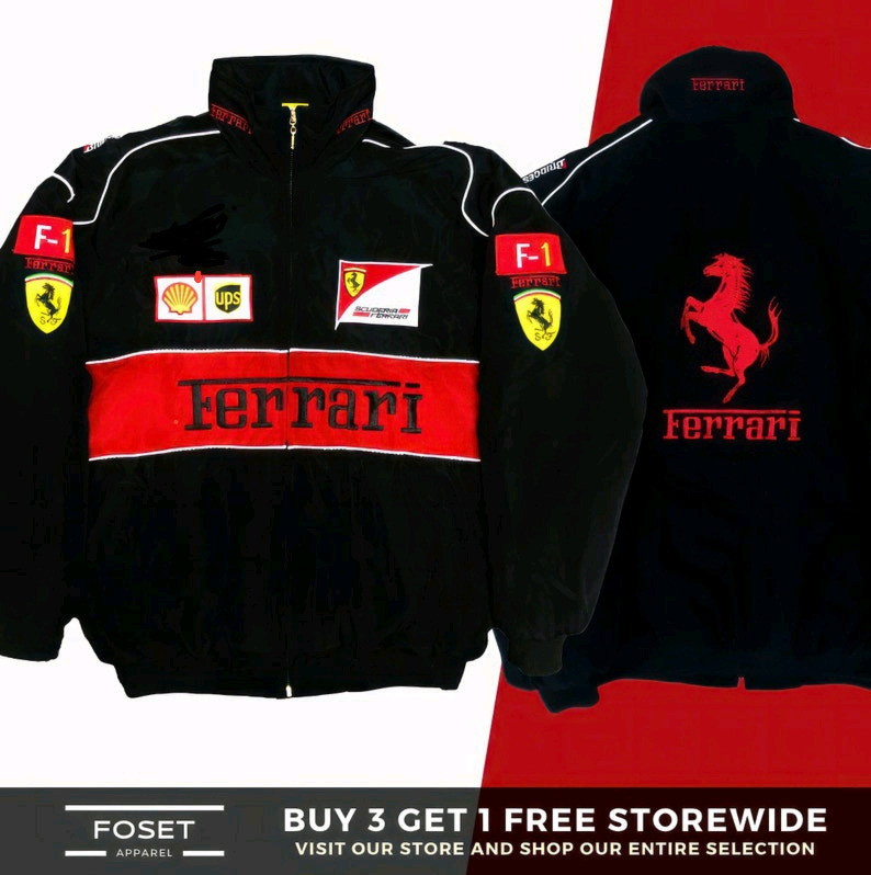 New Atop Handcraft Scuderia Ferrari F1 Bomber Jacket - W- Med