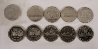 1968 - 1982 Canadian One Dollar Coins , 10 Coins . All Coins are Shiny and Appear uncirculated