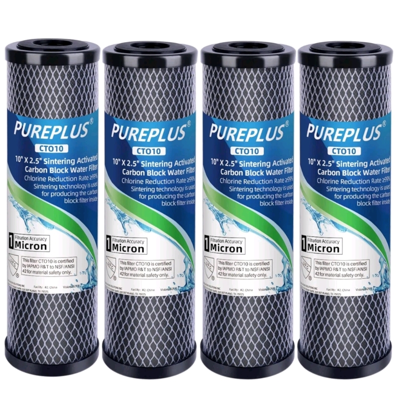 New - PUREPLUS 1 Micron 2.5" x 10" Whole House CTO Carbon Water Filter Cartridge for Countertop System