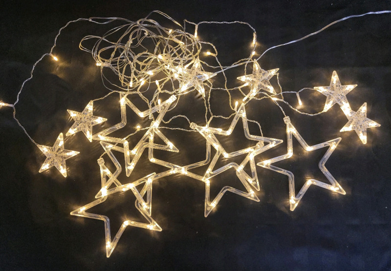 15ft LED Star String Lights , tested working . String will need to be untangled