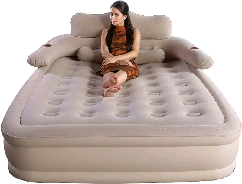 EKEPE Queen Air Mattress with Headboard & Storage Bag , 18" Inflatable Air Mattress