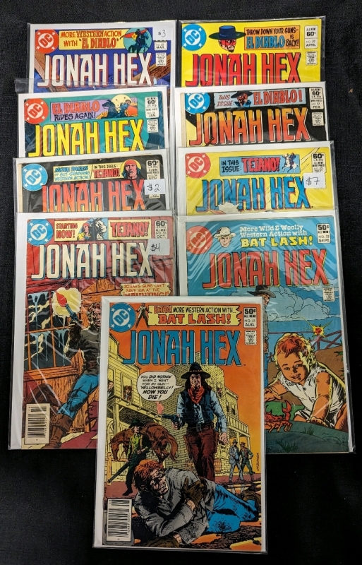 9 Vintage DC Jonah Hex Comic. Issues 51-59 from the Bronze Age of Comics.