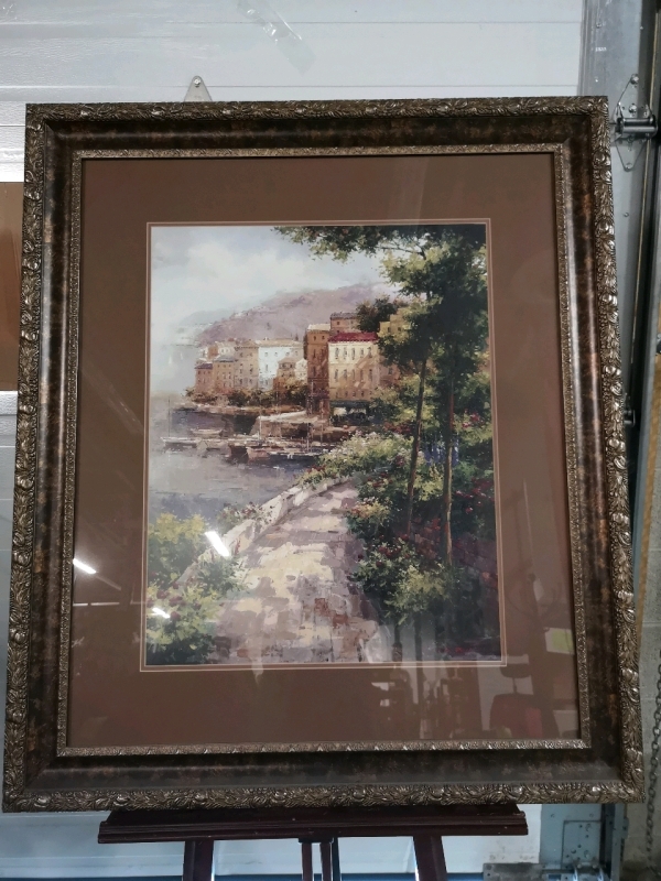 Vintage Large Framed Print - Signed Peter Bell 37.5" W & 43.5" H