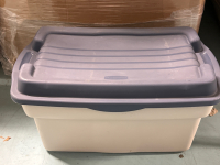 Rubbermaid Stackable Storage Bin with Lid 29” x 18” x 16” Blue Lid