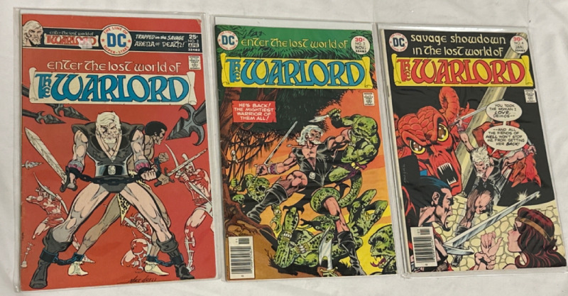 The Warlord Issue #2, 3 & 4 Straight Run DC Comics 1970’s Bronze Age Vintage Bag and Boarded