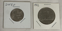 2018 P Voyageurs Minnesota United States Quarter Dollar & 1982 (1867) Confederation Constitution Canadian Dollar