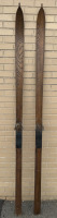 2 Vintage Wood Ski Wall Hangers Approximately 89”