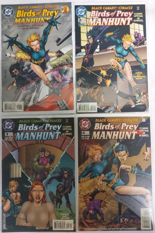 4 DC Comics Black Canary Oracle Birds Of Prey Manhunt Issues #1-4 Great Pre Owned Condition