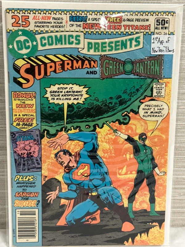 DC Comics Presents Superman And Green Lantern #26 1st Appearance Of New Teen Titans 1980 Bronze Age Vintage Bagged and Boarded