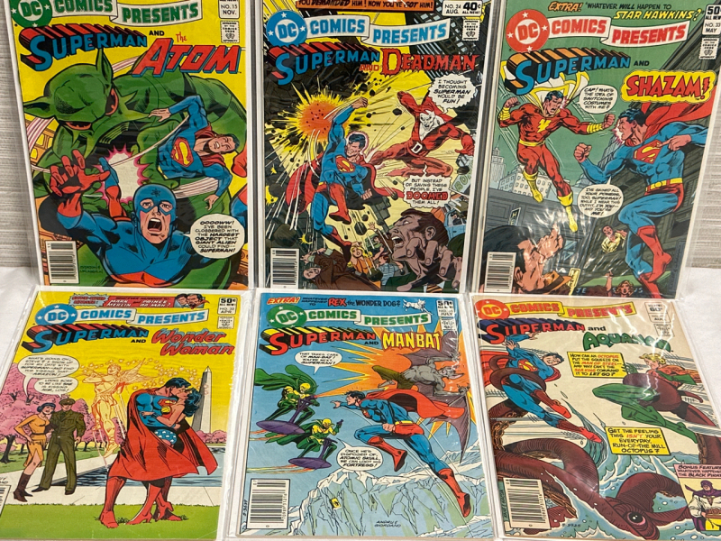 6 DC Comics Presents Superman And The Atom #15 / Deadman #24 / Shazam #33 / Wonder Woman #32 / Manbat #35 / Aquaman #48 Vintage Bagged and Boarded