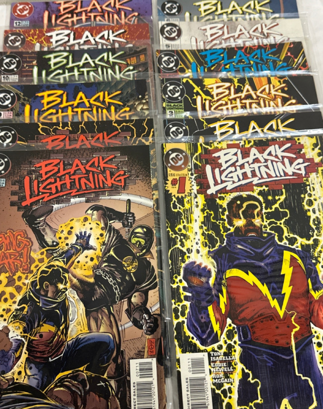 12 Vintage Black Lightning DC Comics Issues #1, 2, 3, 4, 5, 6, 7, 8, 9, 10, 11 & 12 (1-12) Straight Run First 12 Issues Bagged and Boarded