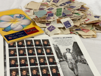 Stamps! Huge Assortment of Stamps Including James Dean 20 Stamp Collectors Sheet Canada Post 2 Stamps and A Calling Card Set and Pile of Assorted Used Postage