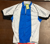 New EOC Bike Wear XXXL Blue & White Biking Shirt Racing Shirt Cycling Full Zip 3XL