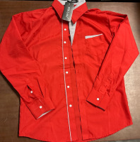 New The Laki 3XL Red And Pin Striped Dress Shirt XXXL