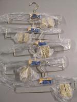 5 New YBM Home Skirt/ Pants Hangers w/ clips Goldtone & Clear