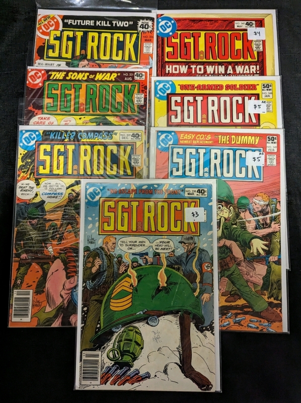 7 Vintage SGT ROCK DC Comics. Issues Between 326 - 348 From the Bronze Age of Comics.