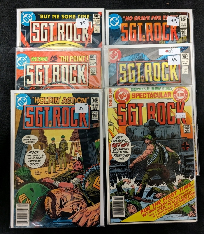 6 Vintage SGT ROCK DC Comics. From the Bronze Age of Comics