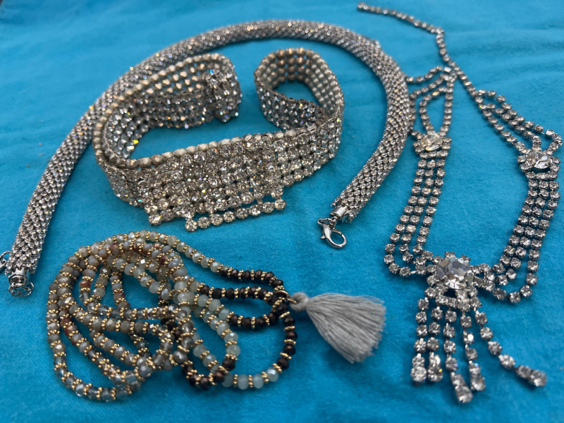 Vintage Rhinestone Belt Ice Necklace Statement Rhinestone Choker plus