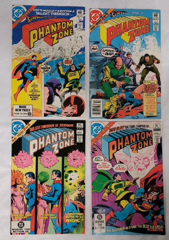 1982 DC Comics Superman Presents The PHANTOM ZONE Mini-Series , Issues #1 - #4 . Bronze Age Comics