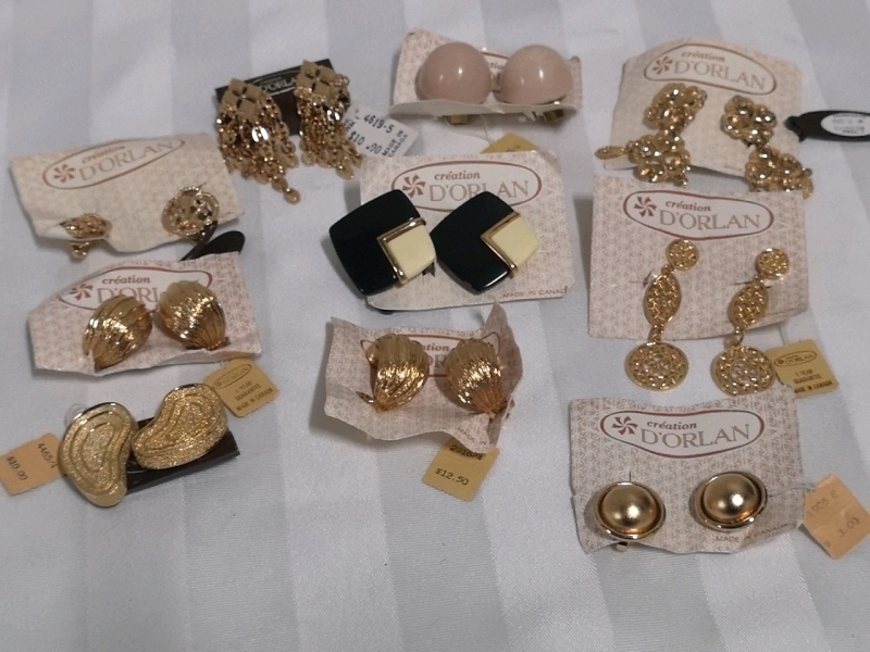 10 Vintage D'ORLAN Clip On Earrings - signed