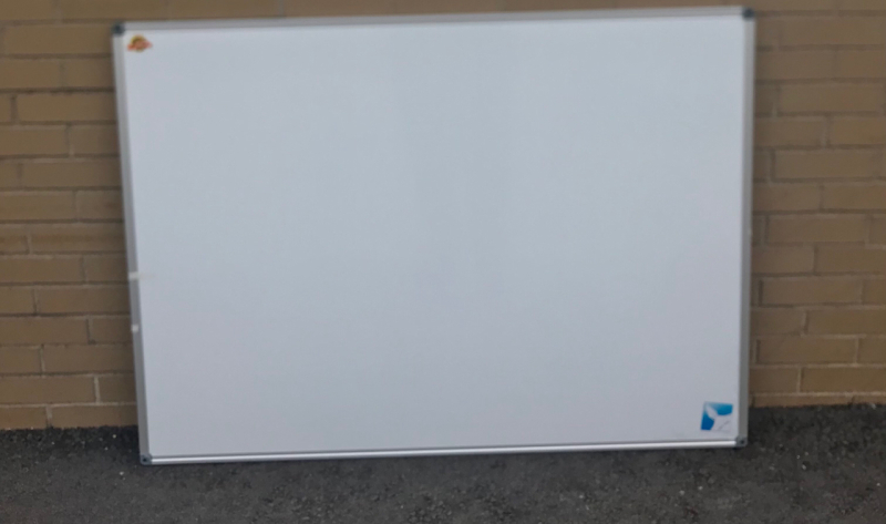 New in box 48x35” Lockways Magnetic Dry Erase Board Wall Mounted Aluminum Message Presentation White Board with Pen Tray