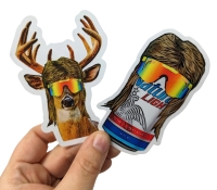 10 New Vinyl Stickers : 5x Mullet + Party Shades Deer & 5x Light Beer by Otto's Grotto 2.25" x 4"