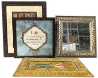 3 Pieces of Wall Art & Square Wall Mirror