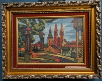 Ornate 20" x 16" Picture Frame With European City Scape