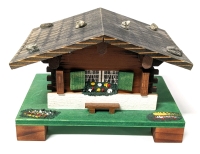 Vintage Cuendet Wooden Swiss Chalet Music Box "Vo Mine Bergll muss I scheide" 5207 with Swiss Musical Movement 5" x 3.25" x 3.25"