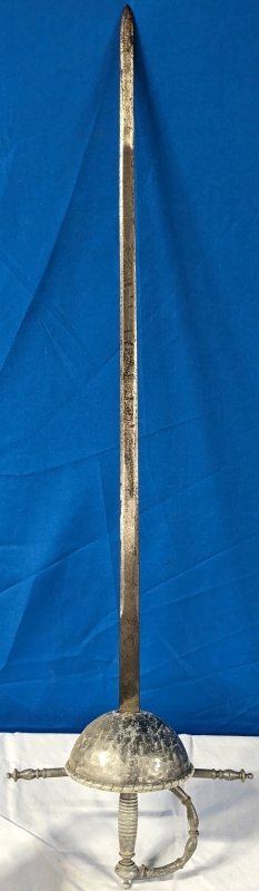 Vintage Rapier with Hammered Metal Cup Hilt. 32" Blade, 39" Total Length.