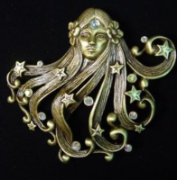 Vtg Artifacts JJ Jonette Pewter Mystical Brooch Pin Signed