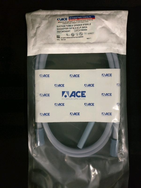 20 New Ace Surgical 6" Opaque Suction Tubes - Sterile