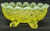 Vintage Yellow Vaseline Uranium Glass Footed Oval Dish | Daisy & Buttons Pattern | 5.5" x 4" x 2.5" - 2