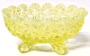 Vintage Yellow Vaseline Uranium Glass Footed Oval Dish | Daisy & Buttons Pattern | 5.5" x 4" x 2.5" - 4