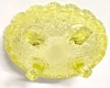 Vintage Yellow Vaseline Uranium Glass Footed Oval Dish | Daisy & Buttons Pattern | 5.5" x 4" x 2.5" - 5