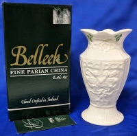 Vintage BELLEEK Ireland | 6.5" Tall Armagh Vase Exclusive to Canada | Green Stamp | With Box