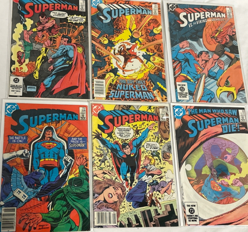 6 Superman DC Comics Issues #392, 393, 394, 396, 398 & 399 Bronze Age Vintage Bagged and Boarded