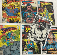 7 Superman DC Comics Issues #415, 418, 419, 419, 420, 421 & 423 Vintage Bagged and Boarded