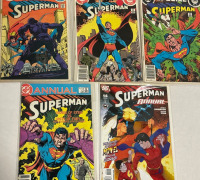 5 Superman Annual DC Comics Issues #3, 9, 10, 12 & 14 Vintage Mostly Bagged and Boarded